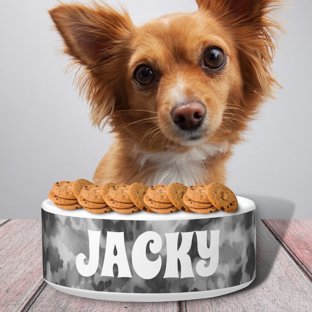 Black Tie Dye Personalized Dog or Cat Name Bowl (Creator Uploaded)