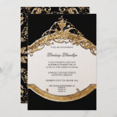 Black Tie Elegance 2, Golden Bridal Shower Invite (Front/Back)