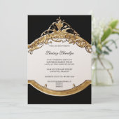 Black Tie Elegance 2, Golden Bridal Shower Invite (Standing Front)