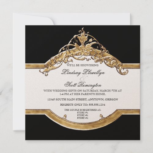 Black Tie Elegance 2, Golden Couples Shower Invite