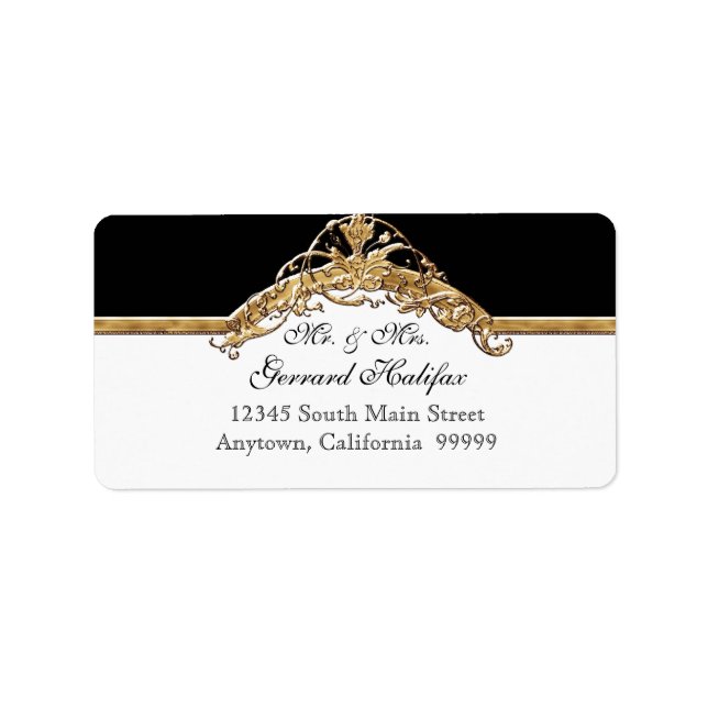 Black Tie Elegance 2 Golden Matching Address Label (Front)