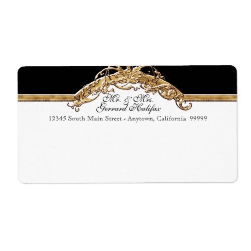 Black Tie Elegance 2 Golden Matching Address Label