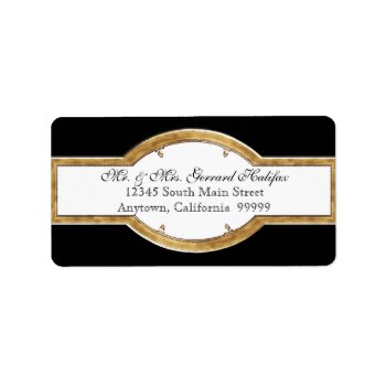 Black Tie Elegance 2 Golden Matching Address Label by AudreyJeanne at Zazzle