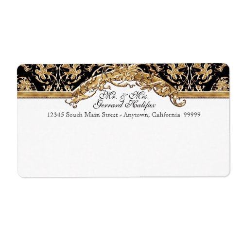 Black Tie Elegance 2 Golden Matching Address Label