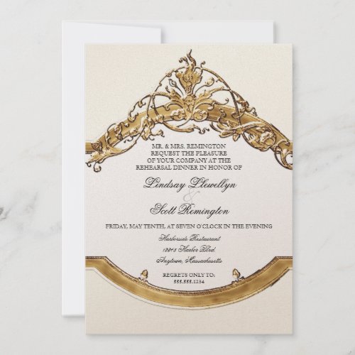 Black Tie Elegance 2, Golden Rehearsal Dinner Custom Announcements