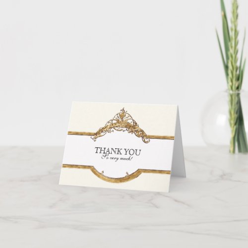 Black Tie Elegance 2 Golden Thank You Note Cards