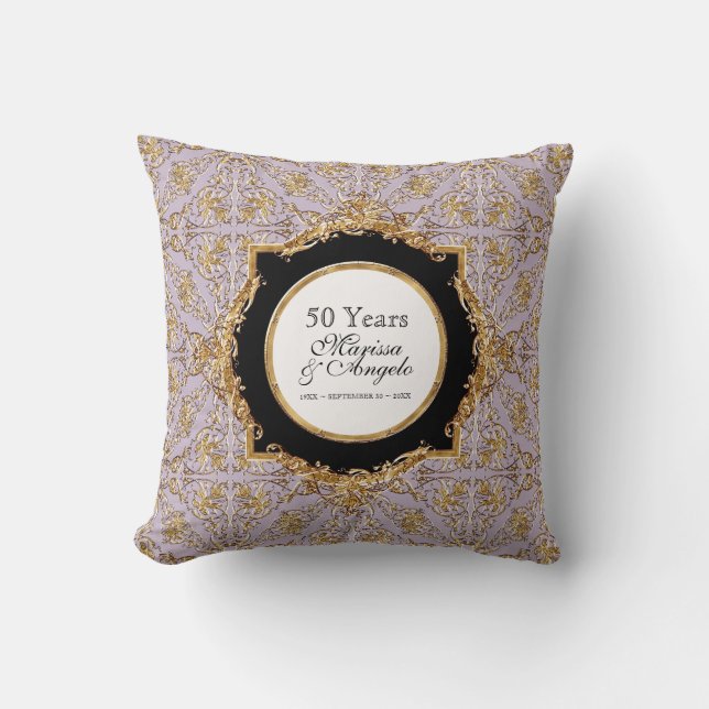 Black Tie Elegance 2, Golden Wedding Anniversary Throw Pillow (Front)