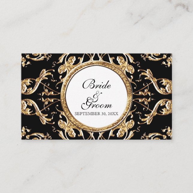 Black Tie Elegance 2 - Wedding Escort Seating Card (Front)