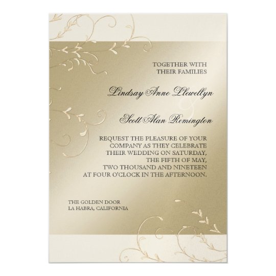 Black Tie Elegance, Champagne Cream Wedding Cards
