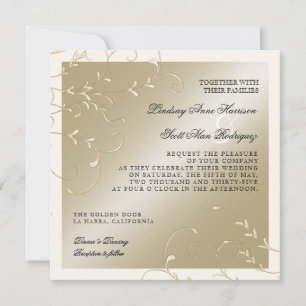 Black Tie Elegance, Champagne Cream Wedding Cards