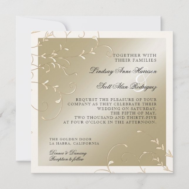Black Tie Elegance, Champagne Cream Wedding Cards (Front)