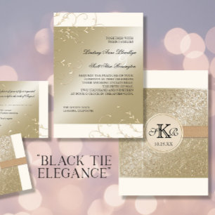 Black Tie Elegance, Champagne Cream Wedding Cards