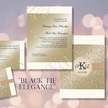 Black Tie Elegance  Champagne Cream Wedding Cards by AudreyJeanne at Zazzle