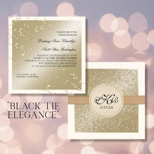 Black Tie Elegance, Champagne Cream Wedding Cards