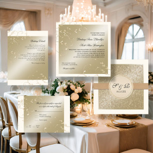 Black Tie Elegance, Champagne Cream Wedding Cards