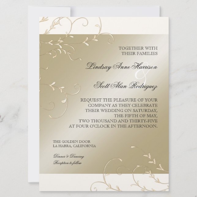 Black Tie Elegance, Champagne Cream Wedding Cards (Front)