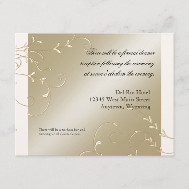 Black Tie Elegance, Champagne Cream Wedding Cards (Front)