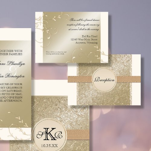 Black Tie Elegance Champagne Wedding Details Invitation