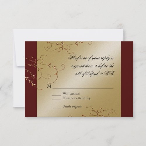 Black Tie Elegance, Golden RSVP Response Card