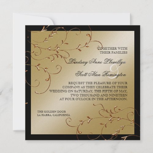Black Tie Elegance, Golden Wedding Invitations
