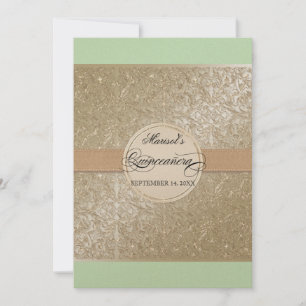 Black Tie Elegance, Mint Green Cream Quinceanera Invitation