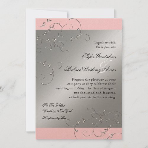 Black Tie Elegance, Silver Wedding Invitations