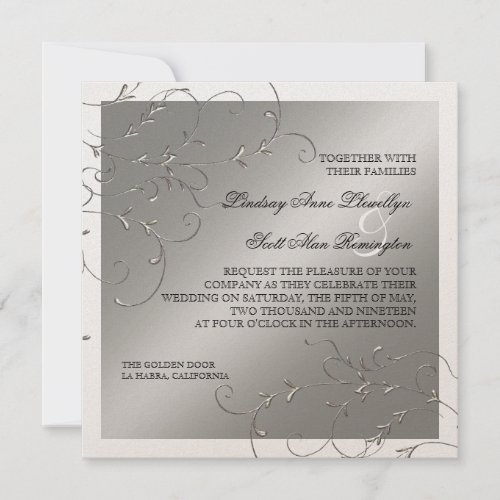 Black Tie Elegance Silver Wedding Invitations