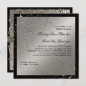 Black Tie Elegance, Silver Wedding Invitations (Front/Back)