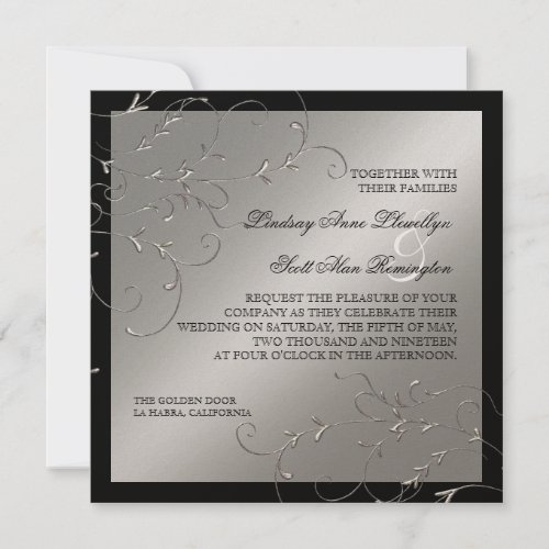 Black Tie Elegance Silver Wedding Invitations