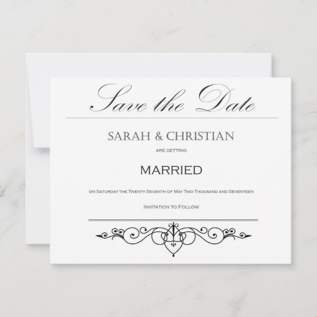 Black Tie - Elegant - Wedding - Save the Date (Front)