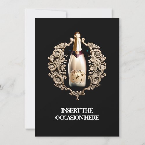 Black tie formal event  Vintage sparkling wine  Invitation