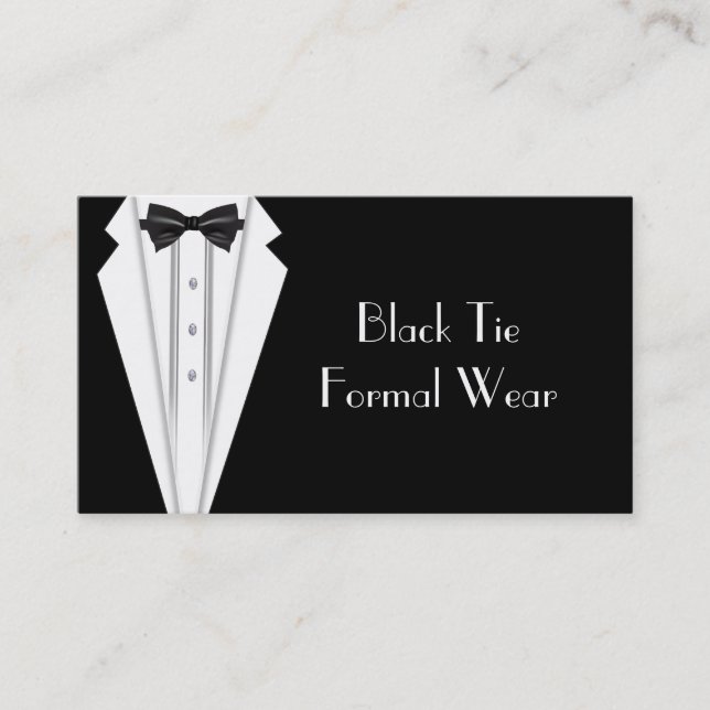 Black Tie Formal  Tuxedo Business Card (Front)