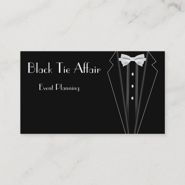 Black Tie Formal Tuxedo Event Planning Business Card (Front)