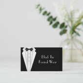 Black Tie Formal White Tuxedo Business Business Card (Standing Front)
