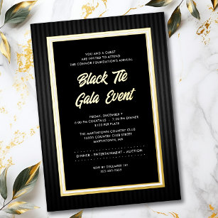 Black Tie Gala Business Professional Dinner Gold Foil Invitation