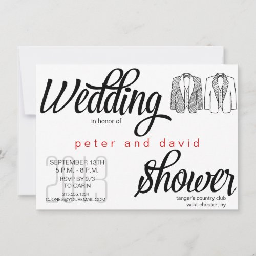 Black Tie Gay Wedding Shower Invitation