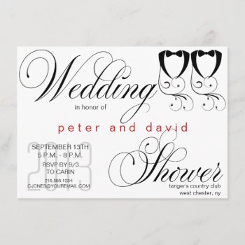 Black Tie Gay Wedding Shower Invitation by PetitePaperie at Zazzle