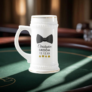 Black Tie Groom Name Poker Night Beer Stein