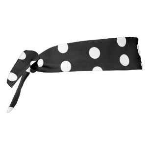 Black Tie Headband with White Polka Dot