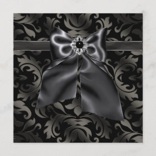 Black Tie Party Black Damask Party Invitation
