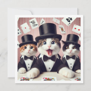 Black tie party, funny cat birthday, cat invitation