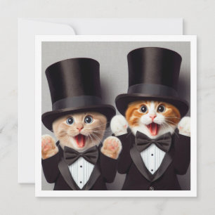 Black tie party, funny cat birthday, cat  invitation