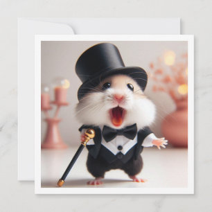 Black tie party, hamster birthday, hamster invitation