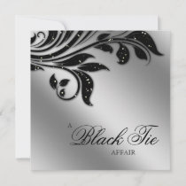 Black Tie Party Sparkle Silver Invitation