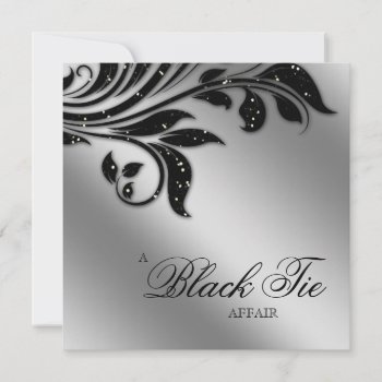 Black Tie Party Sparkle Silver Invitation by WeddingShop88 at Zazzle