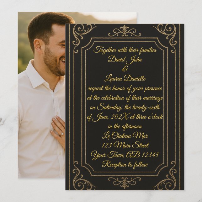 Black Tie Photo Wedding Invitation (Front/Back)