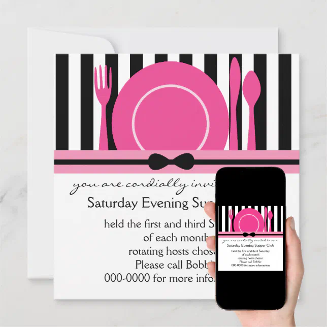 Black Tie Supper Club Invitation Zazzle black-tie-supper-club-invitation-zazzle