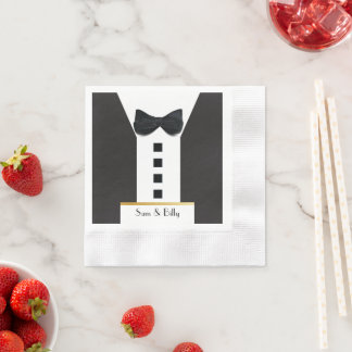 Black Tie Tuxedo 🎩 Classic Monogram Napkins