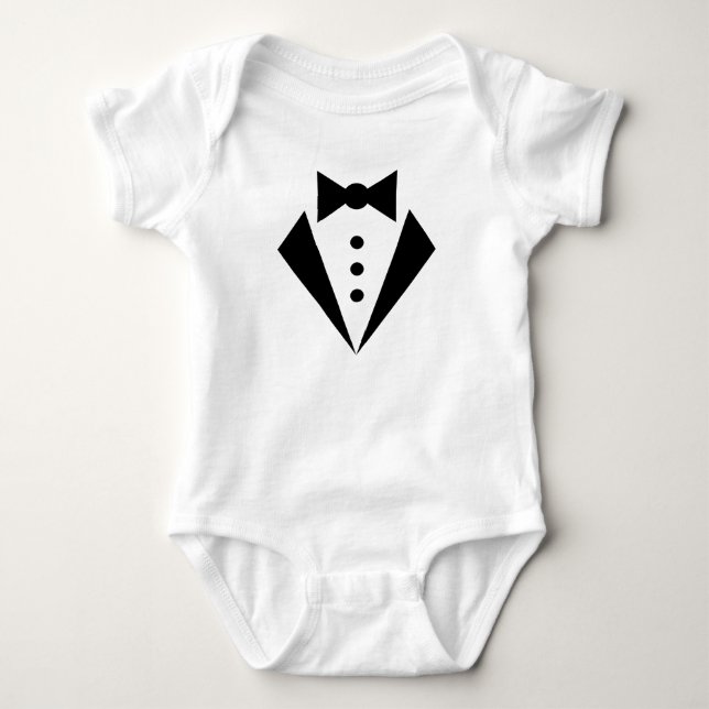 Black TIE Tuxedo Cute Little Baby Bodysuit (Front)