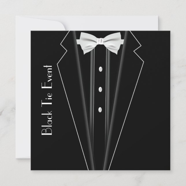Black Tie Tuxedo Formal Invitation (Front)